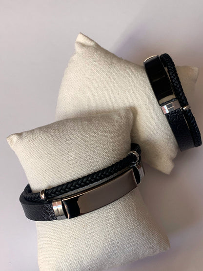 Pulsera cuero doble anillada - Hey.Vortex