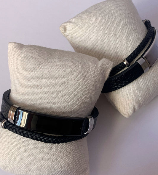 Pulsera cuero doble anillada - Hey.Vortex